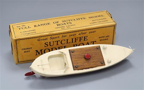 A Sutcliffe Minx speed boat model, boxed